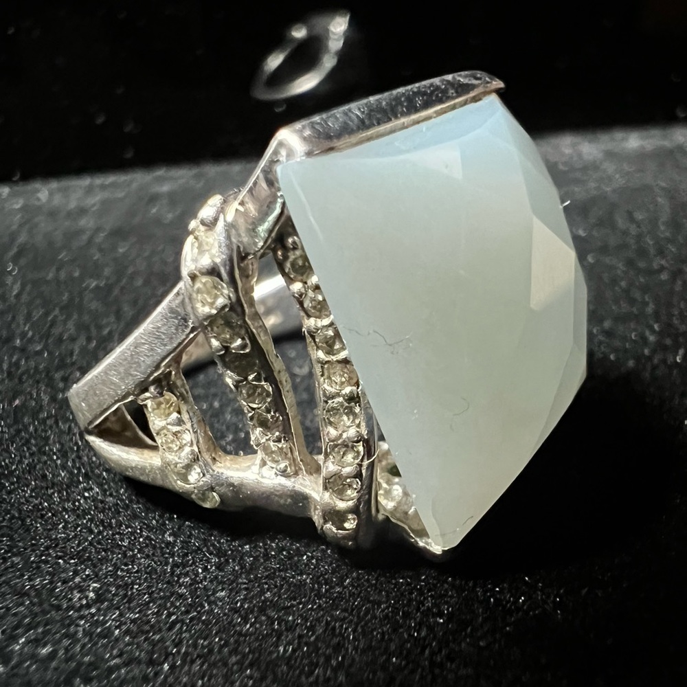 Statement Ring With Chalcedony Stone On A Sterlin… - image 3